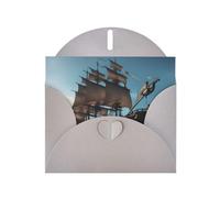 Tarjeta de felicitación con diseño de barco pirata, tarjeta en blanco con sobre, diseños únicos para invitaciones a festivales