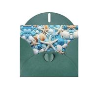 Tarjeta de felicitación con diseño de estrellas de mar y estrellas de mar, color verde oscuro, 10 x 15 cm, para Navidad, día de San Valentín, boda, tarjetas de invitación de fiesta, color verde oscuro