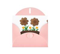 Tarjeta de felicitación con diseño de flores de WHJSHOP rosas plantadas en estiércol de vaca, papel nacarado de alta gama, doble cara, efecto perlado, hebilla de amor, sobre de papel perlado