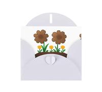Tarjeta de felicitación con diseño de flores WHJSHOP blancas plantadas en estiércol de vaca, papel nacarado de alta gama, doble cara, efecto perlado, hebilla de amor, sobre de papel perlado