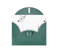 Tarjeta de felicitación con diseño de lobo feroz WHJSHOP verde oscuro, impresión de trazos simples, papel nacarado de alta gama, doble cara, efecto perlado, hebilla de amor, sobre de papel perlado