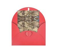 Tarjeta de felicitación con diseño de mapa antiguo y globo terráqueo rojo con sobre a juego, diseño bendecido en blanco para cumpleaños, boda