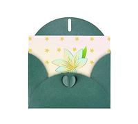 Tarjeta de felicitación con diseño de narcisos florecientes de WHJSHOP verde oscuro, papel nacarado de alta gama, doble cara, efecto perlado, hebilla de amor, sobre de papel perlado