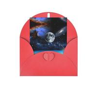 Tarjeta de felicitación con diseño de planeta espacial para el día de la madre, 10 x 15 cm, papel perlado con sobre, para cumpleaños