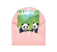 Tarjeta de felicitación con dos bonitos pandas, página interior en blanco, incluye sobre, 10 x 15 cm.