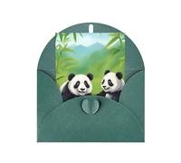 Tarjeta de felicitación con dos bonitos pandas, página interior en blanco, incluye sobre, 10 x 15 cm.