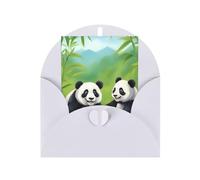 Tarjeta de felicitación con dos bonitos pandas, página interior en blanco, incluye sobre, 10 x 15 cm, para invitaciones de aniversario y fiestas.