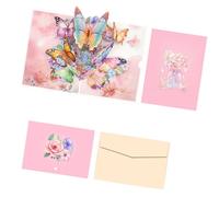 Tarjeta de felicitación con escultura de papel de flores que incluye sobre para el día del profesor, día de San Valentín, cumpleaños, aniversario, tarjeta de felicitación de mariposa