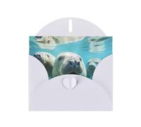 Tarjeta de felicitación con estampado de animales de manatí, tarjeta de felicitación con sobres de cartulina plegados para todas las ocasiones