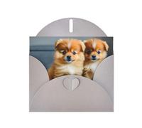 Tarjeta de felicitación con estampado de cachorros y puntos de Pomerania, tarjeta en blanco con sobre, diseños únicos para invitaciones a festivales