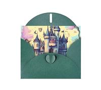 Tarjeta de felicitación con estampado de castillo de cuento de hadas JKIEGOQ verde oscuro de 4 x 6 pulgadas para Navidad, día de San Valentín, boda, tarjetas de invitación de fiesta