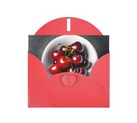 Tarjeta de felicitación con estampado de cerezas frescas, tarjeta en blanco con sobre, diseños únicos para invitaciones a festivales