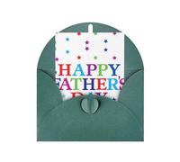 Tarjeta de felicitación con estampado de estrellas y feliz día del padre verde oscuro con sobre a juego, diseño bendecido en blanco para cumpleaños, boda