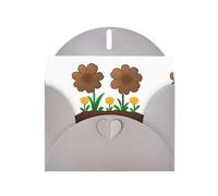 Tarjeta de felicitación con estampado de flores WHJSHOP grises plantadas en estiércol de vaca, papel nacarado de alta gama, doble cara, efecto perlado, hebilla de amor, sobre de papel perlado