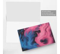 Tarjeta de felicitación con estampado de fuego azul y rosa, tarjeta en blanco con sobre, diseños únicos para invitaciones a festivales