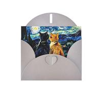Tarjeta de felicitación con estampado de gato amarillo y negro, tarjetas de cumpleaños de papel perlado personalizadas para cumpleaños, bodas, invitaciones, nota de agradecimiento