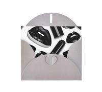 Tarjeta de felicitación con estampado de labios de lápiz labial negro con sobre, diseños únicos para invitaciones de festivales