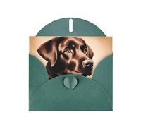 Tarjeta de felicitación con estampado de labrador retriever de color verde oscuro WHJSHOP Brown - Papel nacarado de alta gama, doble cara, efecto perlado, hebilla de amor, sobre de papel perlado