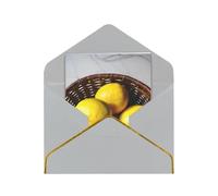 Tarjeta de felicitación con estampado de limones de una canasta de papel, mitad plegable para tarjetas de cumpleaños, boda, fiesta.