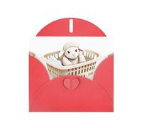 Tarjeta de felicitación con estampado de muñeca de cordero Red JKIEGOQ en la cesta de la colada, 4 x 6 pulgadas para Navidad, día de San Valentín, boda, tarjetas de invitación de fiesta
