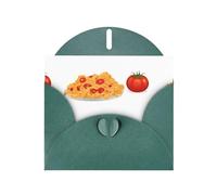 Tarjeta de felicitación con estampado de pasta de tomate de dibujos animados WHJSHOP verde oscuro, papel nacarado de alta gama, doble cara, efecto perlado, hebilla de amor, sobre de papel perlado