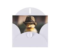 Tarjeta de felicitación con estampado de patito con sombrero de YYHWHJDE blanco, 15,2 x 10,2 cm, diseño moderno y único para varias ocasiones