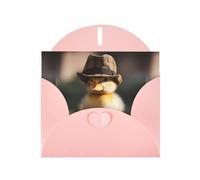 Tarjeta de felicitación con estampado de patito con sombrero de YYHWHJDE rosa, 15,2 x 10,2 cm, diseño moderno y único para varias ocasiones