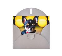 Tarjeta de felicitación con estampado de perro chihuahua, tarjeta en blanco con sobre, diseños únicos para invitaciones a festivales