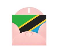 Tarjeta de felicitación con impresión de la bandera de Tanzania de JKIEGOQ rosa de 4 x 6 pulgadas para Navidad, día de San Valentín, boda, tarjetas de invitación de fiesta