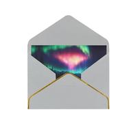 Tarjeta de felicitación con impresión de luces del norte oscuras, tarjeta de mitad plegada, invitaciones, tarjeta de agradecimiento con sobres