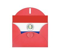 Tarjeta de felicitación con la bandera de JKIEGOQ roja de Paraguay de 10 x 15 cm para Navidad, día de San Valentín, boda, tarjetas de invitación de fiesta