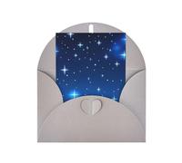 Tarjeta de felicitación con patrón de estrella azul, 4 x 6 pulgadas, embalaje de sobre en forma de corazón, adecuado para todas las ocasiones.