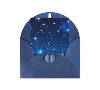 Tarjeta de felicitación con patrón de estrella azul, 4 x 6 pulgadas, embalaje de sobre en forma de corazón, adecuado para todas las ocasiones.