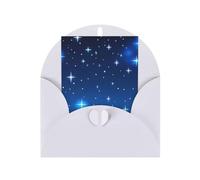 Tarjeta de felicitación con patrón de estrella azul, 4 x 6 pulgadas, embalaje de sobre en forma de corazón, adecuado para todas las ocasiones.