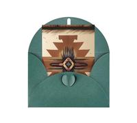 Tarjeta de felicitación con patrones nativos americanos, 10,2 x 15,2 cm, embalaje de sobre en forma de corazón, adecuado para todas las ocasiones.