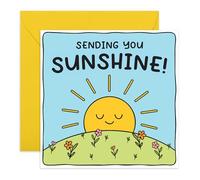 Tarjeta de felicitación con texto en inglés "Sending You Sunshine", mensaje positivo para amigas, hermanas, madres, hijas, colegas, hijos, hijas, él, familia, pensando en ti, viene con calcomanías