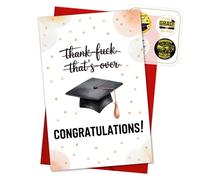 Tarjeta de felicitación con texto en inglés "Thank That's Over", tarjetas de graduación 2026, regalo para estudiantes de secundaria, universidad, hija, hijo, él, sus amigos, felicitaciones, diploma de