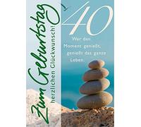 Tarjeta de Felicitación Cumpleaños 40 Años, Tarjeta Cumpleaños Basic Classic Torre de Piedra, 11,6 x 16,6 cm