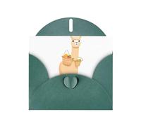 Tarjeta de felicitación de 15,2 x 10,2 cm, diseño moderno y único para varias ocasiones con texto en inglés "YYHWHJDE carrying a basket", color verde oscuro