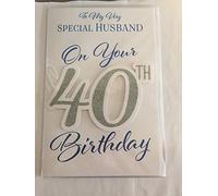 Tarjeta de felicitación de 40 cumpleaños con texto en inglés To My Very Special Husband On Your 40th Birthday (texto en inglés), diseño de texto en inglés To My Very Special Husband On Your 40th