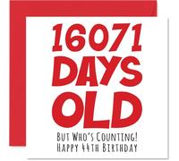 Tarjeta de felicitación de 44 cumpleaños para hombres y mujeres, él y ella, 16071 días de edad, divertida tarjeta de cumpleaños para adultos, cuarenta y cuatro cuarenta y cuarta para hermano, hermana, hijo, hija, mamá, papá, tarjetas de felicitación de broma humorística de 145 mm x 145 mm