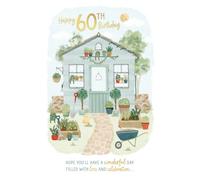 Tarjeta de felicitación de 60 cumpleaños con lámina dorada de Wishing Well, 15,2 x 22,8 cm