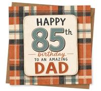 Tarjeta de felicitación de 85 cumpleaños para papá, feliz cumpleaños 85 a un padre increíble, tarjeta de felicitación de diseño a cuadros