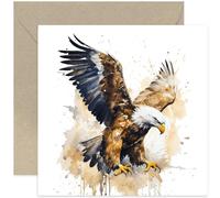 Tarjeta de felicitación de águila calva de acuarela - Tarjeta de cumpleaños para él - Tarjeta del día del padre para papá - Pensando en ti - Tarjeta de felicitación Eagle Scout | Sobre interior en