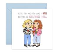 Tarjeta de felicitación de amistad para mejores amigas, broma divertida del infierno para mejor amiga, hermana, amiga, compañera de trabajo, amigo de bebida, mejores amigas, mujeres, niñas, niñas