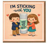Tarjeta de felicitación de amor/aniversario y día de San Valentín con texto en inglés "I'm Sticking With You", con texto en inglés "You Are The Best" para pareja, novio o novia