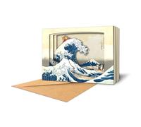 Tarjeta de felicitación de arte emergente, la gran hazaña de la ola Shibas, para todas las ocasiones: arte, pop-up, amistad, amor, cumpleaños, familia, felicitaciones, aliento, extrañarte, gracias