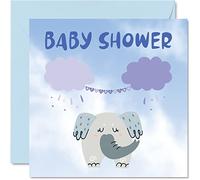 Stuff4 Tarjeta de felicitación de bebé con diseño de elefante para baby shower, tarjetas de felicitación de bienvenida al mundo, regalos para el hogar, tarjetas de felicitación de 145 mm para padres