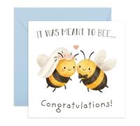 Tarjeta de felicitación de boda, con texto en inglés "Meant to BEE", lindas felicitaciones para pareja, novia, novio, amigos, hermana, hermano, hija, hijo, recién casado, mejor amiga, mejor amiga