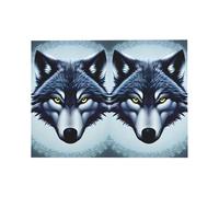 Tarjeta de felicitación de cabeza de lobo feroz, 10,2 x 15,2 cm, embalaje de sobre en forma de corazón, ideal para todas las ocasiones.